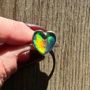 925 Sterling Silver Royal Opal Heart-Shaped Ring
